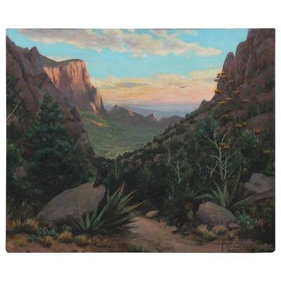 1950s Untitled Naturalistic Desert Landscape Acrylic Painting Harry Worthman
