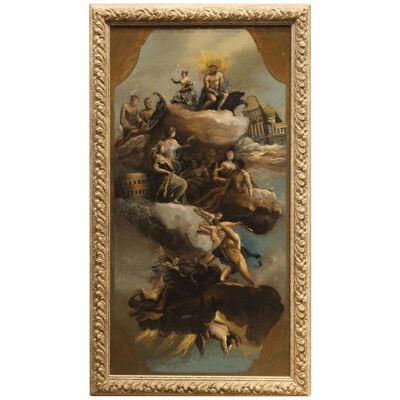 Classical Naturalistic Style Italian Allegory Study Oil Painting Mid 20th C.