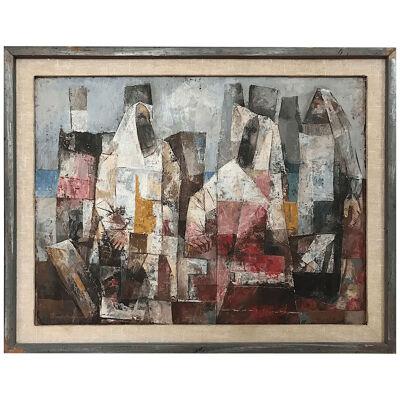 Jack Tinkle Cubist Inspired Figurative Oil Painting 1950s