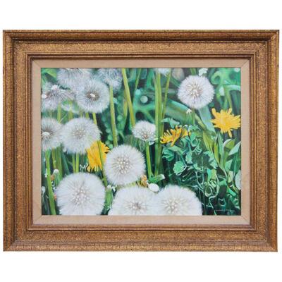 Robert W. Boyle "Close Up Painting with Dandelions" Oil Realist Painting 2001