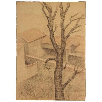 Early French Townscape with Tree