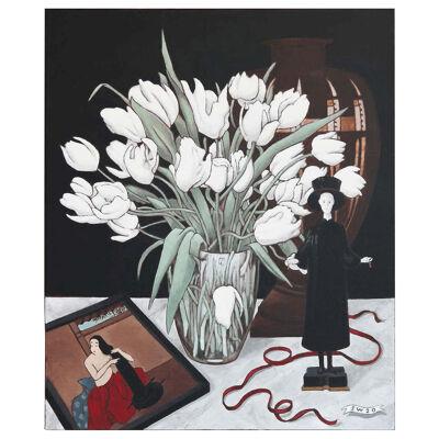 2020“Still Life With Tulips"Realist Still Life Acrylic Painting by Scott Woodard