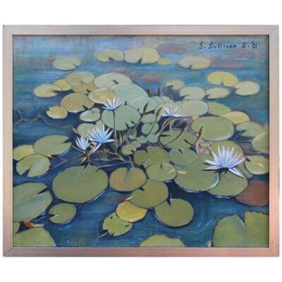 Contemporary "Waterlilies" After Nature Floral Painting Early 21st Century