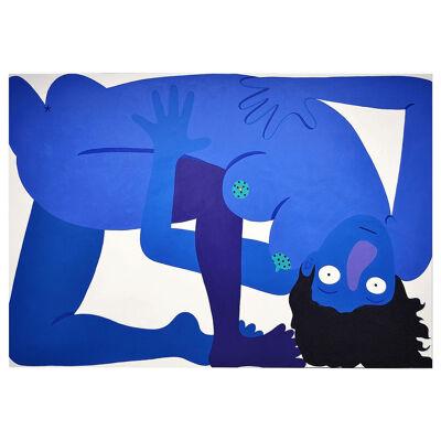 "Blue Self-Portrait" Massive Abstract Contemporary Surrealist Figure Painting