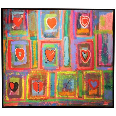 Paul Reeves "Love Cycle" Abstract Expressionist Hearts Painting 2015