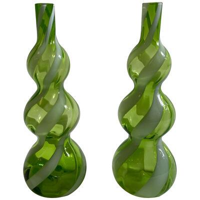 A Pair of Italian Handblown Glass Vases