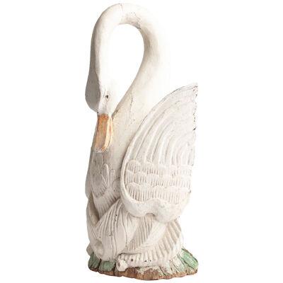 A Late 19th Century  Swedish Carved & Painted Wooden Swan