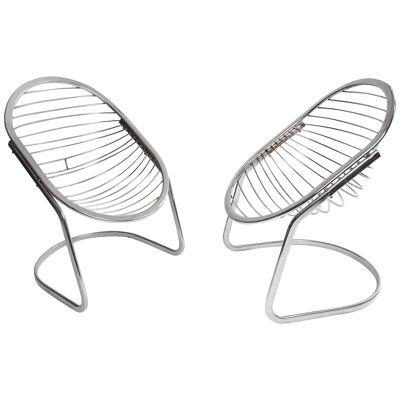 A Pair of Chrome Egg Chairs by Rinaldi