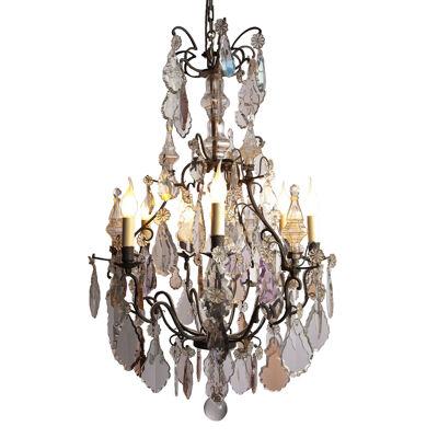 A French 1920's Glass Drop Chandelier