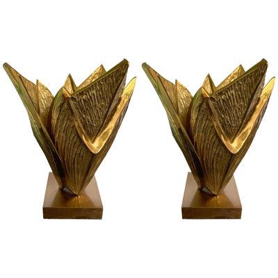 Pair of Bronze Lamps Milos by Maison Charles. France, 1970s