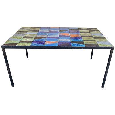 Ceramic Enameled Coffee Table. France, 1950s