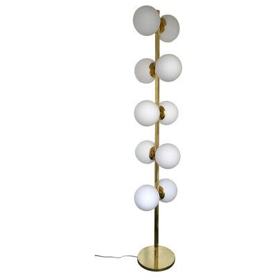 Contemporary Brass Floor Lamp Opaline Ball, Italy