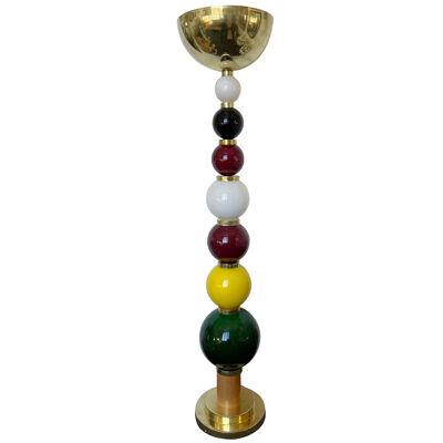 Contemporary Brass Murano Glass Atomo Ball Floor Lamp, Italy
