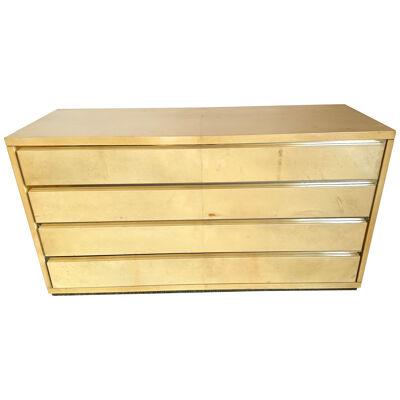 Chest of Drawers Lacquered Goatskin and Brass by Aldo Tura, Italy, 1970s