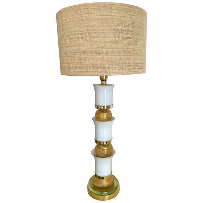 Contemporary Brass and Murano Glass Palm Lamp, Italy