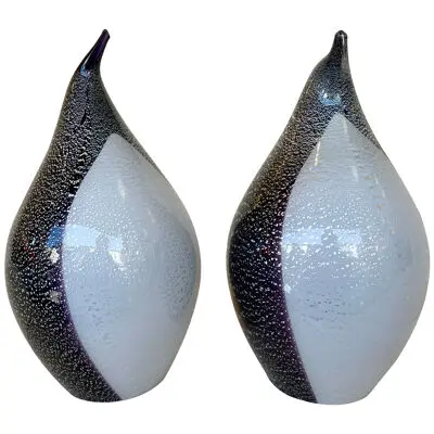 Pair of Penguin Murano Glass Lamps, Italy, 1980s
