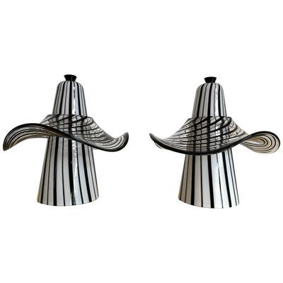 Mid-Century Pair of Murano Glass Lamps by Venini, Italy, 1970s