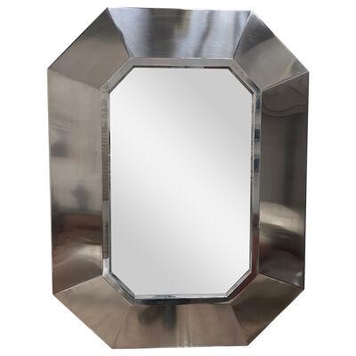 Stainless Steel Mirror by Maison Jansen. France, 1970s