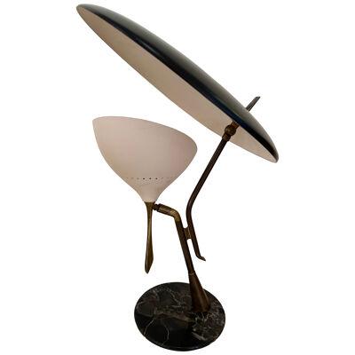 Mid-Century Desk Lamp Painted Metal, Brass, Marble by Lumen, Italy, 1950s