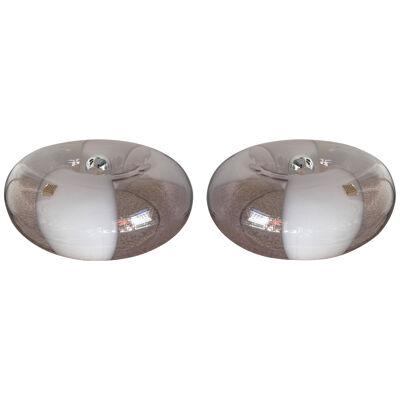 Mid-Century Modern Pair of Donuts Lamps Murano Glass by MGP, Italy, 1970s