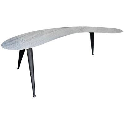 Mid-Century Boomerang Marble and Metal Compass Console Table. Italy, 1970s