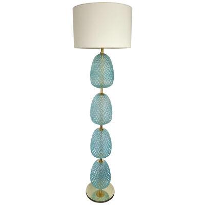 Contemporary Brass Pineapple Murano Glass Floor Lamp. Italy