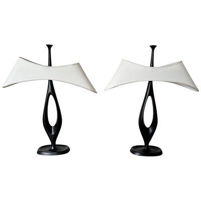 Pair of Lamps Cast Metal by Max Ingrand for Fontana Arte. Italy, 1950s