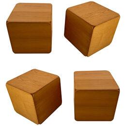 Wood Cube Stool Samara by Derk Jan de Vries for Maisa di Seveso. Italy, 1970s