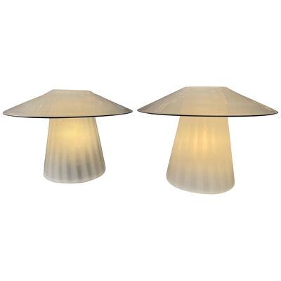 Pair of Mushroom Murano Glass Lamps. Italy, 1970s