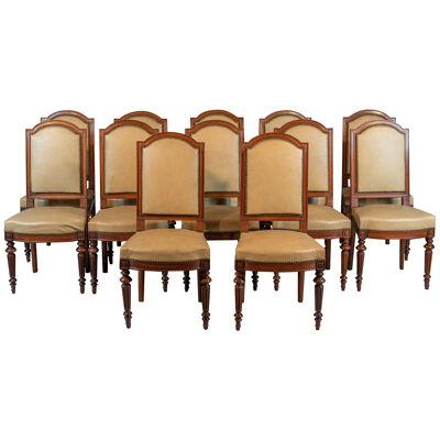 19th Century French Louis XVI Style Dining Chairs- Set of 12