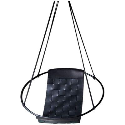 Genuine African Leather Woven Into a Sling Hanging Chair