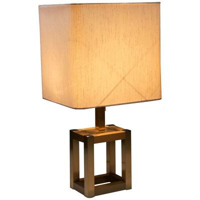 Table Lamp with Brass Base, Lumica, Spain, 1970s