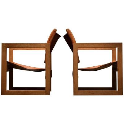 PAIR OF MODERNIST HUNTING CHAIRS - 50'S