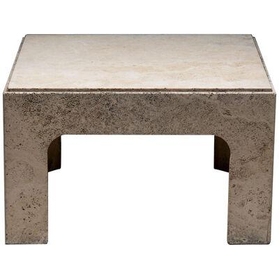square coffee table in travertine in the manner of Willy Rizzo, 1980's, Italy 
