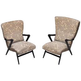 PAIR OF 50'S WINGBACK EASY CHAIRS