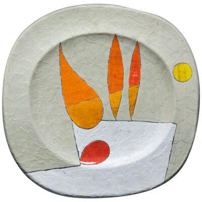 Wall Platter by Gilbert Valentin & Les Archanges, Vallauris, France, 1950s