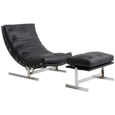 Lounge Chair in Leather and Chrome - 1960's
