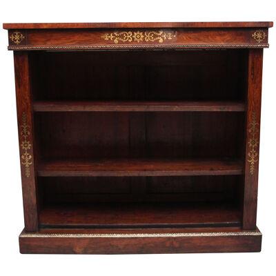 Early 19th Century rosewood and brass inlaid open bookcase