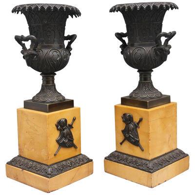 Pair of early 19th Century bronze urns