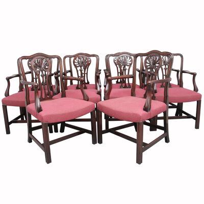 Set of ten mahogany armchairs by Alfred Allen of Birmingham