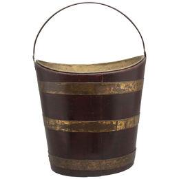 19th Century oval brass bound bucket
