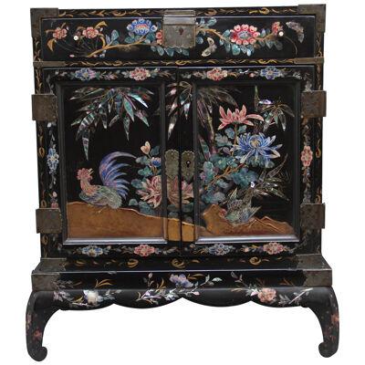 19th Century Japanese inlaid table top cabinet on stand
