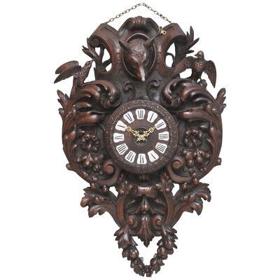 A fabulous quality 19th Century French carved oak wall clock