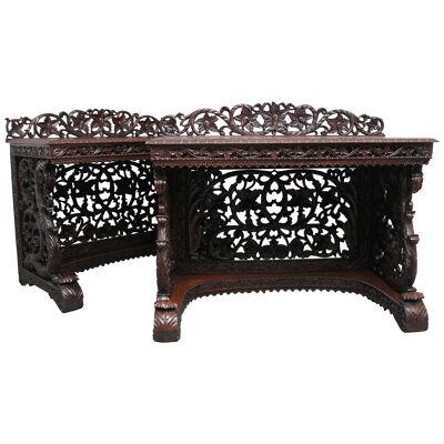 Pair of 19th Century carved console tables