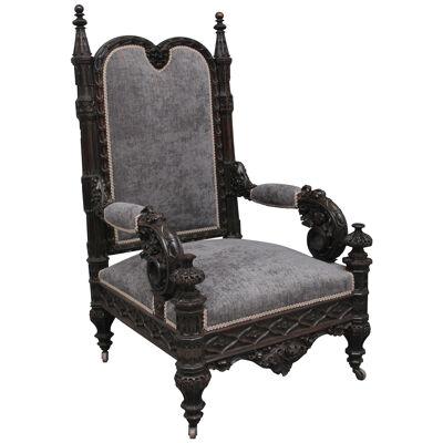 Superb quality 19th Century carved Gothic style armchair