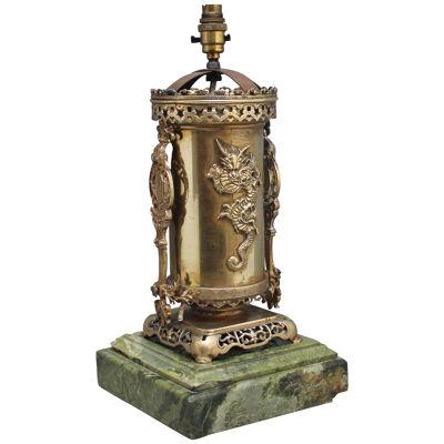 19th Century Japanese brass table lamp