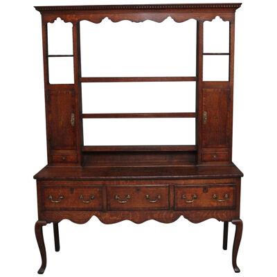 18th Century country oak dresser and rack