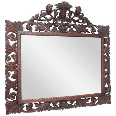 19th Century antique carved oak wall mirror