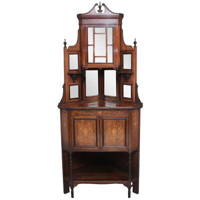 19th Century inlaid mahogany corner cabinet