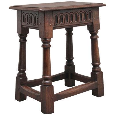 Early 20th Century oak joint stool in the 17th Century style